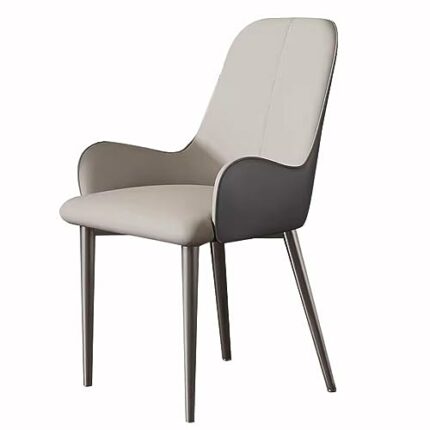 RILOOP Dining Chairs Modern Pu Leather High Back Padded Soft Seat for Home Commercial Restaurants Living Room Chairs/Light Gray+Gray