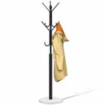 Ulimart Coat Racks Free Standing,Metal Sturdy Coat Rack with 12 Storages,Coat Tree with Natural Marble Base,For Hanging Coat Bags Hats Umbrella,F