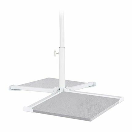 Relaxdays, white Leg, Parasol holder, 35 mm rod, Cross base, Terrace, Garden, Balcony
