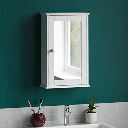Bath Vida Bathroom Cabinet Single Mirrored Door Wall Mounted, White