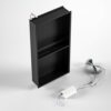 Bernkot Stainless Steel Shower Niche 24" X 12" Matte Black Double Shelves with Led Light No Tile Needed Recessed Shower Shelf for Bathroom