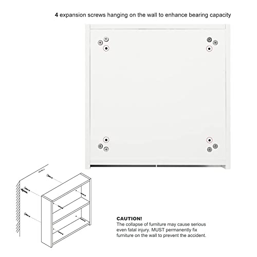 Meerveil Bathroom Mirror Cabinet, Wall-mounted Storage Cabinet with 2 Doors 2 Shelves Wooden Modern Style for Bathroom, 45 x 13 x 45 cm, White