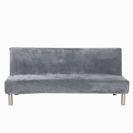 Velvet Plush Armless Sofa Slipcover,3 Seater Winter Thicker Stretch Sofa Bed Covers Furniture Protector Solid color Anti-slip Stretch Couch Cover