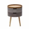 FRDTSG Bedroom Small Simple Bedside Table Nordic Children's Room Storage Cabinet Cute Narrow Round Side Table Double Drawer