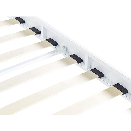 Modern Minimalist EU Super King Size Bed Frame Metal Plywood Slats White Vaurs