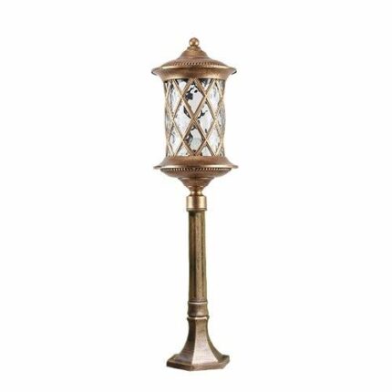 GJCQZQ Exterior Rainproof Vintage European Aluminum Tradition Victoria Garden Patio Lawn Lamp Column Light Retro E27 Glass Lantern Outdoor IP55 W