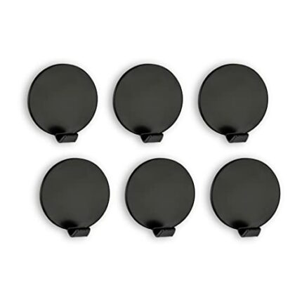 SEBSON® Self Adhesive Hooks for Bathroom Tiles or Kitchen 6 Pack, Towel Hooks No Drill, Hand Towel Holder Stainless Steel 35x35x16mm Black