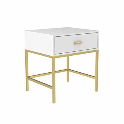 SDFGH Simple and Mini Bedside Table, Budget Bedroom Bedside Table, Single-drawer Design Bedside Table, White