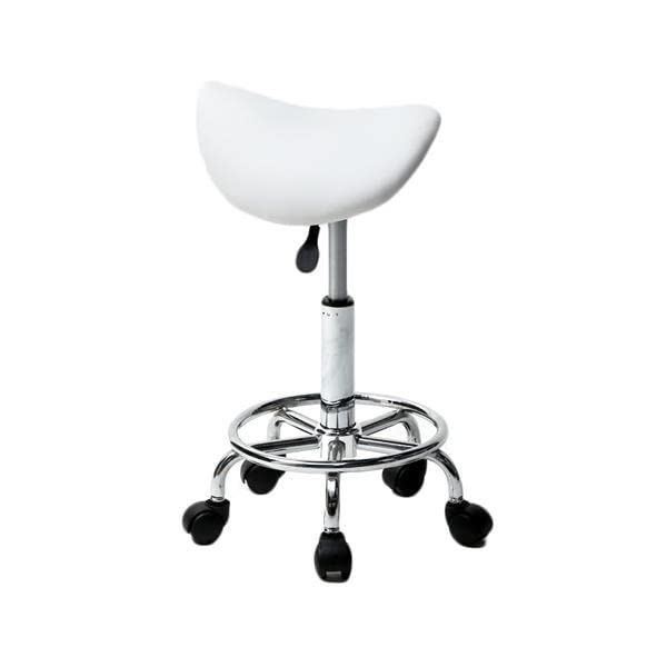 WALNUT Height Adjustable Salon Stool Rolling Swivel Stool Tattoo Massage Spa Chair Saddle Stool Ha Ha Feet Rotation Bar Stool White