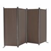 QUICK STAR Paravent 220 x 165 cm Fabric Room Devider Garden 4-Part Patrition Wall Foldable Balcony Privacy Screen Grey-Brown