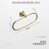 RAKUTE Towel Rings, Brushed Gold Aluminum Wall Mounted Towel Rack, Bathroom Towel Round Holder, No Punching Oval Towel Shelf Bathroom Ring