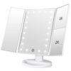 WEILY Vanity Makeup Mirror,1x/2x/3x Tri-Fold Makeup Mirror with 21 LED Lights, Adjustable Touch Screen Lighted Mirror Dressing Mirror, gift for w
