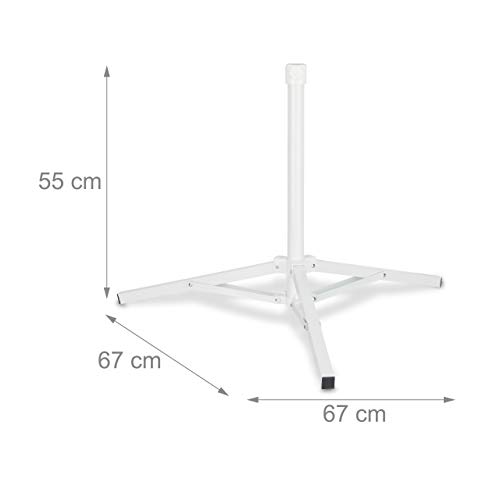 Relaxdays Parasol Stand, Umbrella Base, 25-32 mm, Foldable Frame, Handy, White