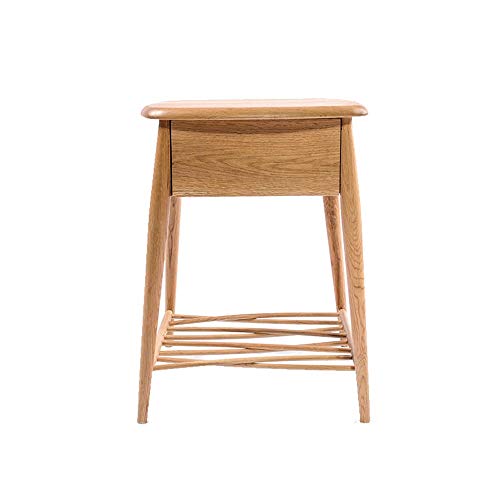 LUKEO Fashion Nightstands White Oak Bedside Table Northern European Solid Wood Small Sized Cabinet Minimalist