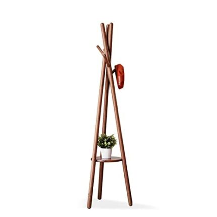 EYHLKM Solid wood coat rack Nordic bedroom hanger black walnut indoor floor creative hanger