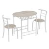 DINGZZ Dining Table Set Oak PVC (80x53x76cm) Baking Lacquer Couples Bending Back Breakfast Table (Table and Two Chairs) White
