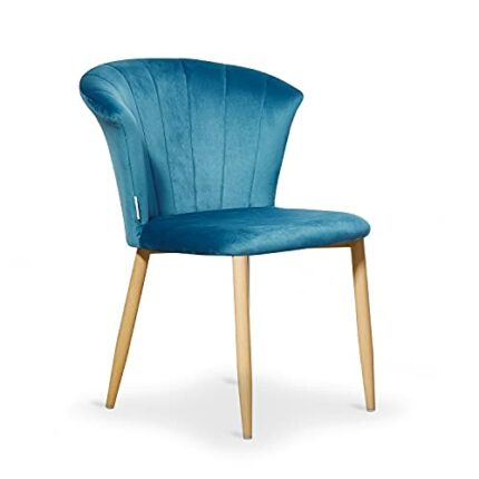 Life Interiors Elsa Velvet Retro Dining Chair, Blue