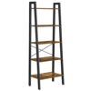 VASAGLE Ladder Shelf, Bookshelf, 4-Tier Industrial Storage Rack for Living Room, Bedroom, Kitchen, Rustic Brown and Black LLS44X