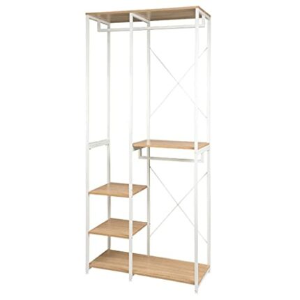 RSOCHS 1pc Wood Steel Coat Rack Floor Standing Clothes Hanging Storage Shelf Clothes Hanger Racks Shoe Rack Bedroom Furniture (Color : Wit)