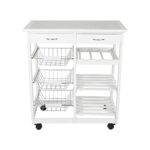 QUANJJ 4 Tier Storage Trolley Cart Kitchen Organizer Bathroom Movable Storage Shelf Wheels Household Stand Holder