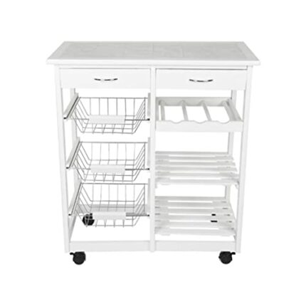 DINGZZ 4 Tier Storage Trolley Cart Kitchen Organizer Bathroom Movable Storage Shelf Wheels Household Stand Holder