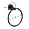 Stainless Steel Towel Ring, Black Matte Bathroom Kitchen Towel Holder, Bathroom Accessories Hanging Towel Hanger Round Towel Rack 6.49in/16.5cm