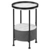 Industrial 2-Tier Round End Table, 15"D x 24"H Side Table with Full-Arrest Tray and Storage Basket, Home Office Coffee Snack Nightstand Bedside T