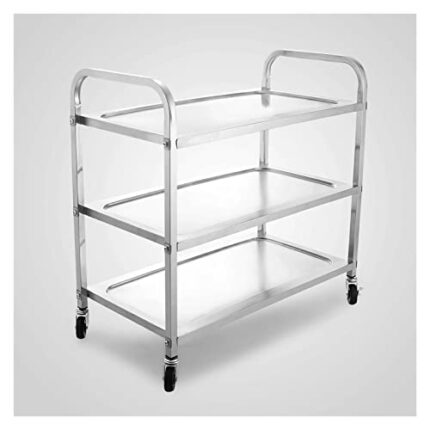 DINGZZ 3 Shelf Kitchen Trolley Commercial Food Pantry With Wheels Kitchen Storage Rack
