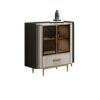 N/A Coffee Table TV Cabinet White Black Vertical Texture Led Lamp Glass Door Home Furniture Set (Color : Argento, Size : Light Grey)