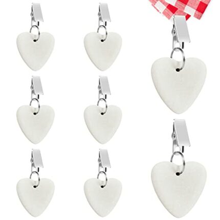 8 Pieces Tablecloth Weights Hangers, Marble Tablecloth Weights Heart Shaped Table Cover Weights Hangers Table Cloth Weights with Clips for Home P