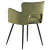 Beliani Set of 2 Modern Dining Chairs Velvet Seat with Armrests Tufted Olive Green Sanilac