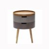 SDFGH Bedroom Small Simple Bedside Table Round Bedside Table, Side Table Double Drawer Bedside Table