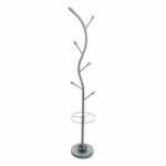 Versa Coat Rack with Umbrella Stand, Silver, Grey, 185 x 30 x 30 cm