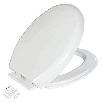 ZENO Toilet Seat Soft Close | Simple Bottom Fixing | Heavy Duty UF Material Anti-Bacterial Toilet Seats White with Adjustable Plastic Fixings | O
