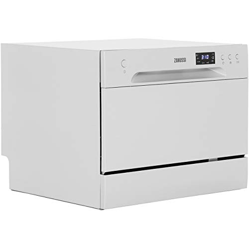 Zanussi ZDM17301SA Freestanding Counter Top Dishwasher, Compact Dishwasher, 55 cm Width, 6 Place Settings, 6 Programmes, Residual Drying, 52dB, S