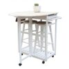 DINGZZ Dining Room Kitchen Foldable Wooden Handle Semicircle Dining Cart With Round Stool White