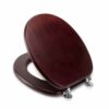 Croydex Solid Wood Toilet Seat, Mahogany - Chrome Fitting