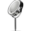 Croydex Chrome Illuminated Battery Operated Pedestal Mirror with 3x magnifying, H:30cm x W:12cm x D:18cm, MM703000E