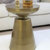 ASPECT Lucida Hand-Crafted Aluminum Side Drum Table, Light Brass, 38.5 Dia x50(H) cm