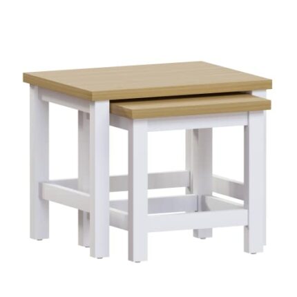 Vida Designs Arlington Nest of 2 Tables Side End Modern Table Set MDF Square Furniture (White)