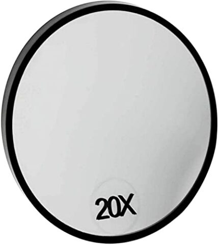 HAJTECH 20X Magnifying Mirror for Precise Makeup - Travel Vanity Mirror -Compact Cordless Portable & Durable Tool- for Bathroom Shaving Eyebrow T
