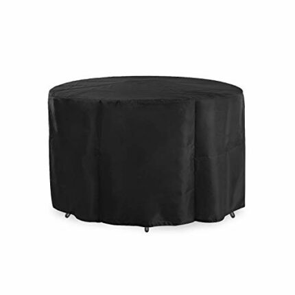 YINETTECH 128x71cm Black Round Outdoor Patio Table Cover Furniture Waterproof Polyester Fabric Furniture Garden Yard Protector
