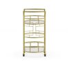 SLNFXC Bar Cart, Gold Metal And Glass Serving Cart,With Wheels And Handle,For Kitchen, Club, Living Room, Bar