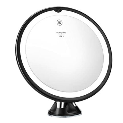 10x magnifying mirror with light – make up mirror with light and Suction Cups – Smooth and Easy Install – 360 Degree Swivel Joint