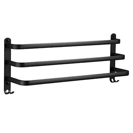 ZCMEB Towel Hanger Wall Mounted Towel Rack Bathroom Aluminum Black Towel Bar Rail Matte Black Towel Holder