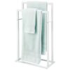 mDesign Towel Holder — 2-Bar Towel Rail for Bathroom Storage and Organisation — Freestanding Towel Rack for Bath, Hand and Face Towels — Matte Wh
