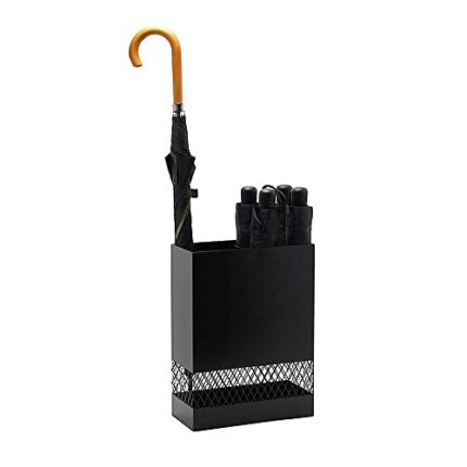 FBITE Umbrella Stands,Umbrella Holder Metal Rectangular Umbrella Stand Breathable Mesh Design Umbrella Holder for Entryway/Black B/30 * 13 * 40Cm