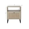 Nathan James Mina Side, End or Accent Table with Natural Rattan Storage Door for Living Room or Nightstand for Bedroom, Engineered Wood Metal, Oa