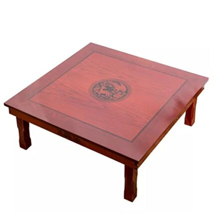 LUKEO Square 80X80cm Floor Table Folding Legs Antique Home Furniture Table for Dining Traditional Low Table