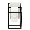 HOMERECOMMEND Metal Towel Bathroom Rack 3 Bars Freestanding Drying Shelf 3 Tier Storage Organizer Washcloths Holder (Black) (df569)